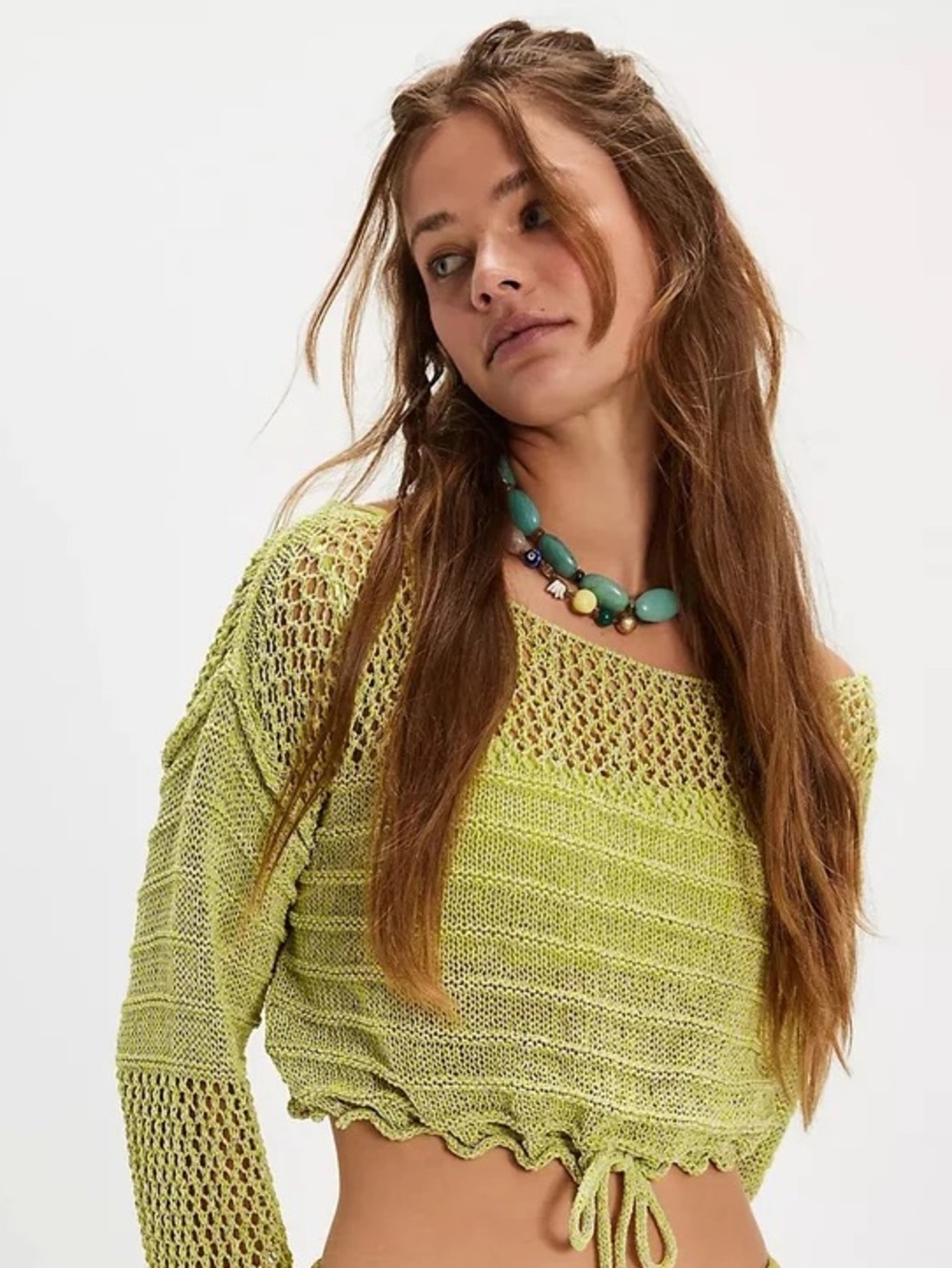 NWT FREE PEOPLE Solaris Pullover | Luminary Green Combo MSRP $128 | S Oversized